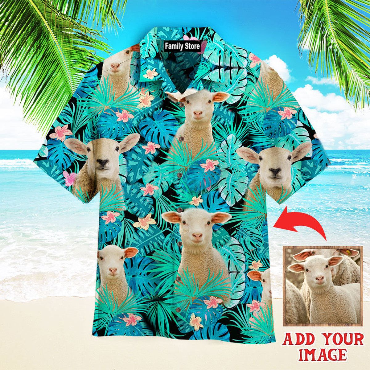 Custom Photo Sheep Tropical Custom Hawaiian Shirt Custom Photo Sheep Tropical Custom Hawaiian Shirt