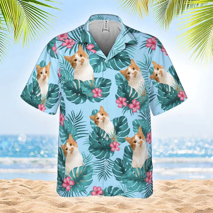 Custom Photo Tropical Leaves And Pet – Dog & Cat Hawaiian Shirt