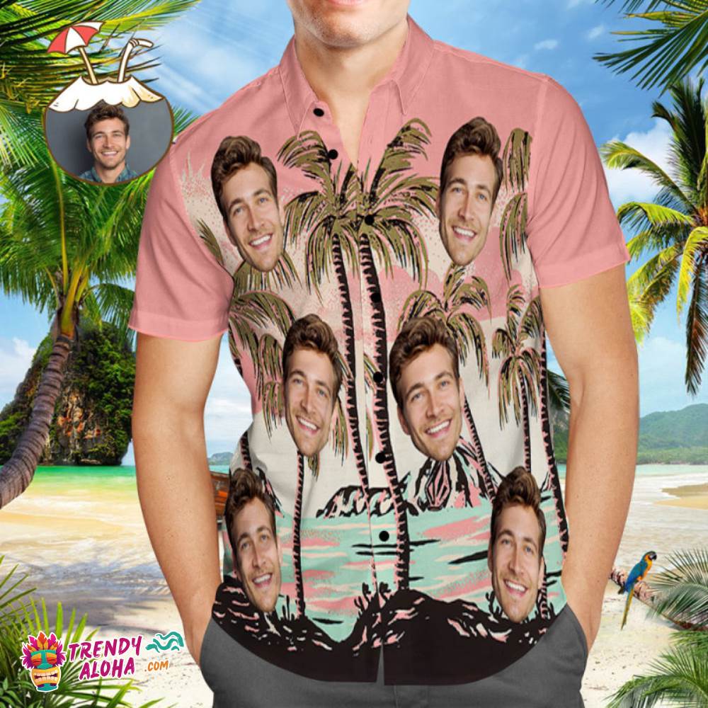 Custom Photo Vintage Trendy Aloha Hawaiian Shirts Short Sleeve Regular Fit Floral Shirts, Summer Holiday Essentials