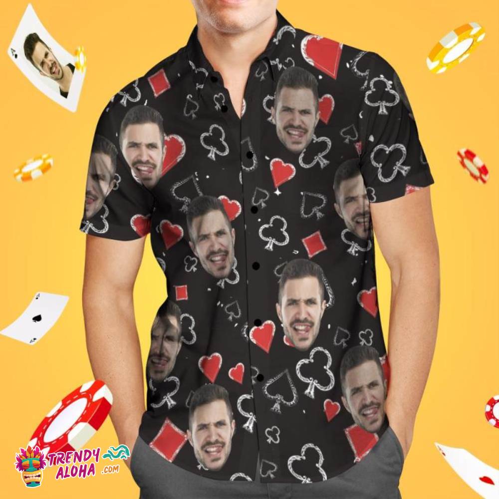 Custom Poker Trendy Aloha Hawaiian Shirt Face Aloha Beach Shirt Gift For Him