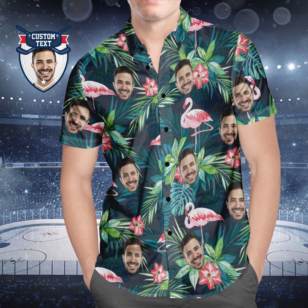 Custom Printed Hawaiian Shirt For Fans Personalized Face And Text Hawaiian Shirt Gift For Fans – Flamingo