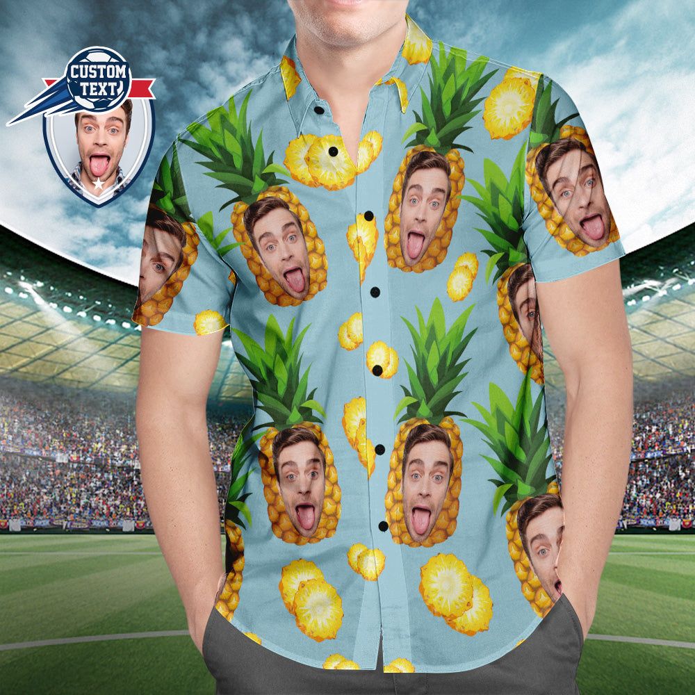 Custom Printed Hawaiian Shirt For Fans Personalized Face And Text Hawaiian Shirt Gift For Fans – Funny Pineapple