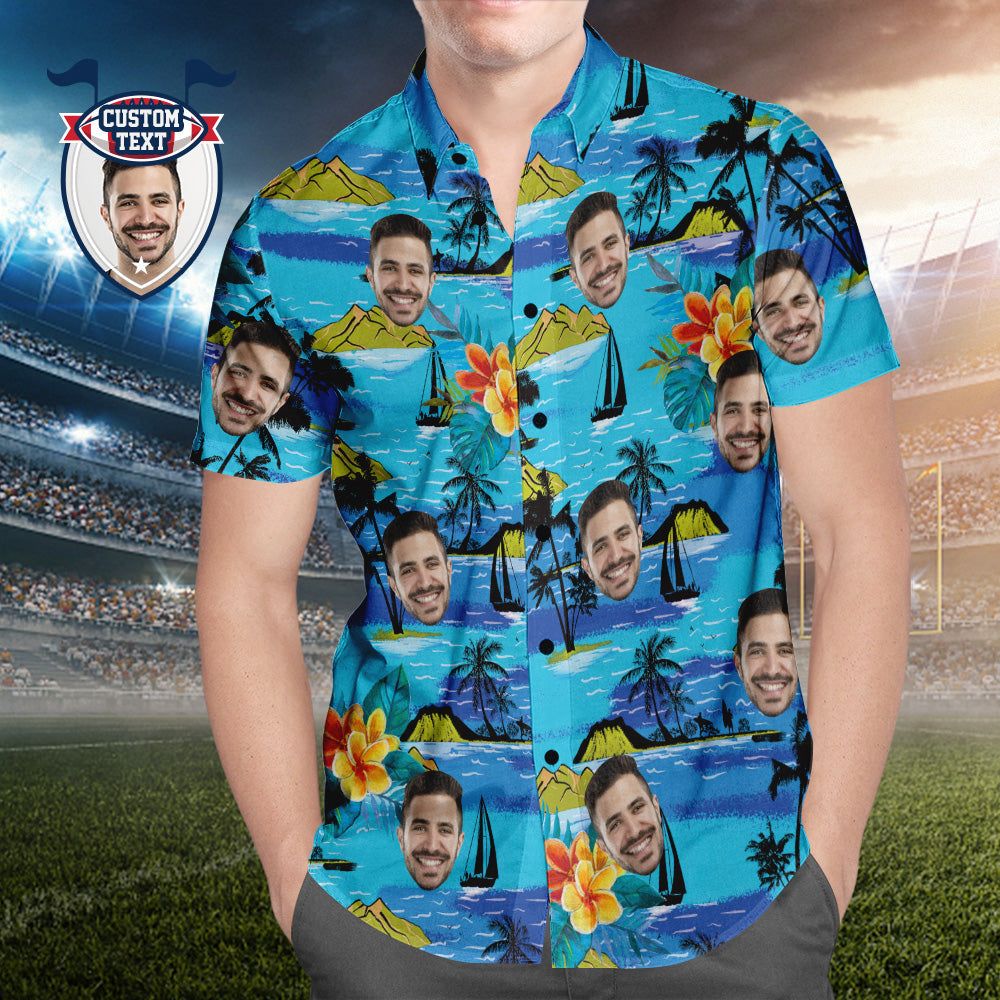Custom Printed Hawaiian Shirt For Fans Personalized Face And Text Hawaiian Shirt Gift For Fans – Mountains Design