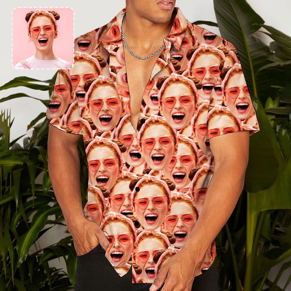 Custom Seamless Face Trendy Hawaiian Shirt Personalized Beachwear