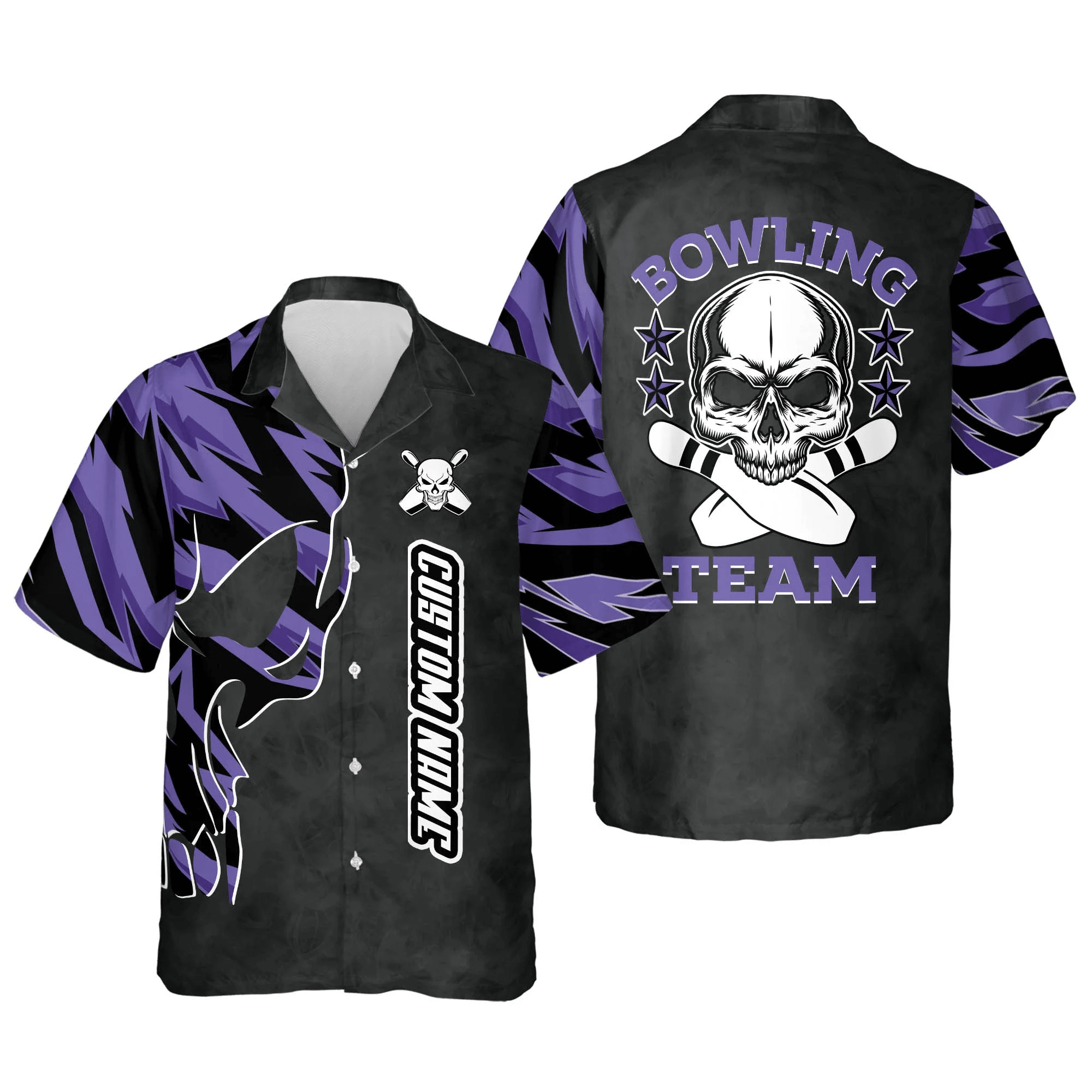 Custom Skull Hawaiian Bowling Team Shirts For Men, Bowling Trendy Hawaiian Shirt For Men And Women, Summer Gift For Bowling Team Shirt
