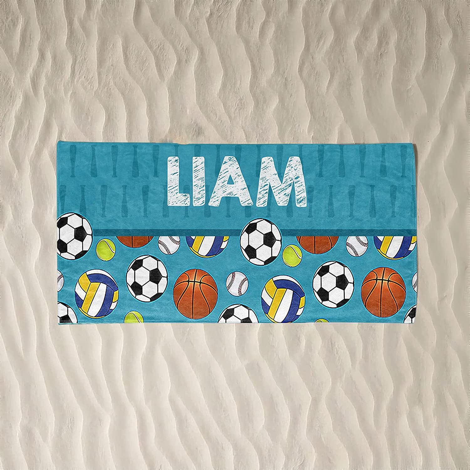 Custom Sports Design Personalized Beach Towels Adults Kids Unique Gift