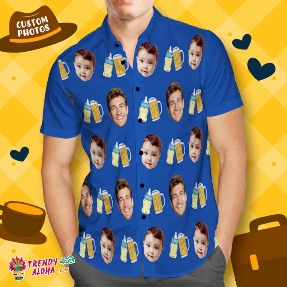 Custom Trendy Aloha Hawaiian Shirt With Baby Face Gift For Dad Father’s Day Gift