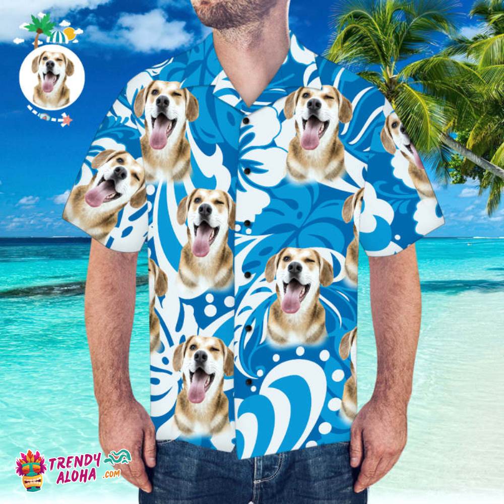 Custom Trendy Aloha Hawaiian Shirt With Boyfriend Face Leaves & Flowers Pattern Trendy Aloha Hawaiian Shirt