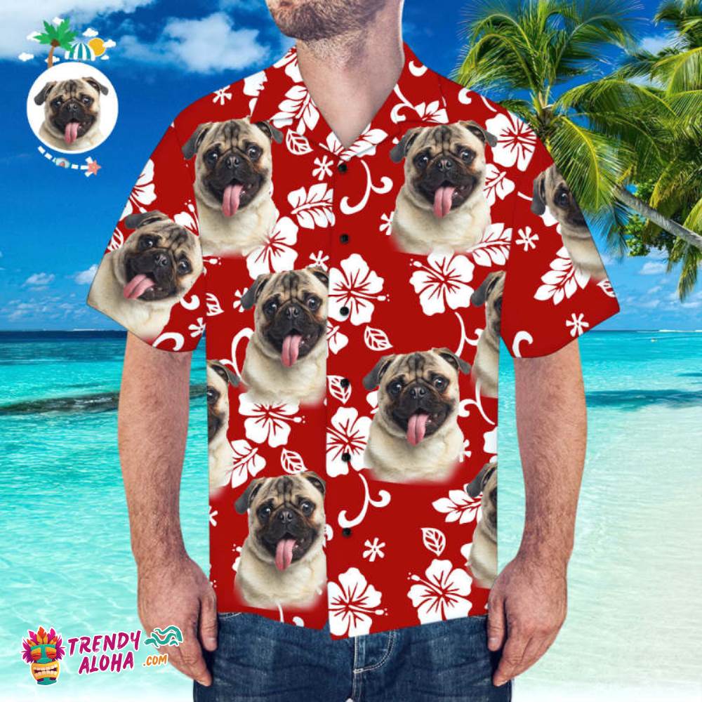 Custom Trendy Aloha Hawaiian Shirt With Husband Face Personalized Short-Sleeve Trendy Aloha Hawaiian Shirt