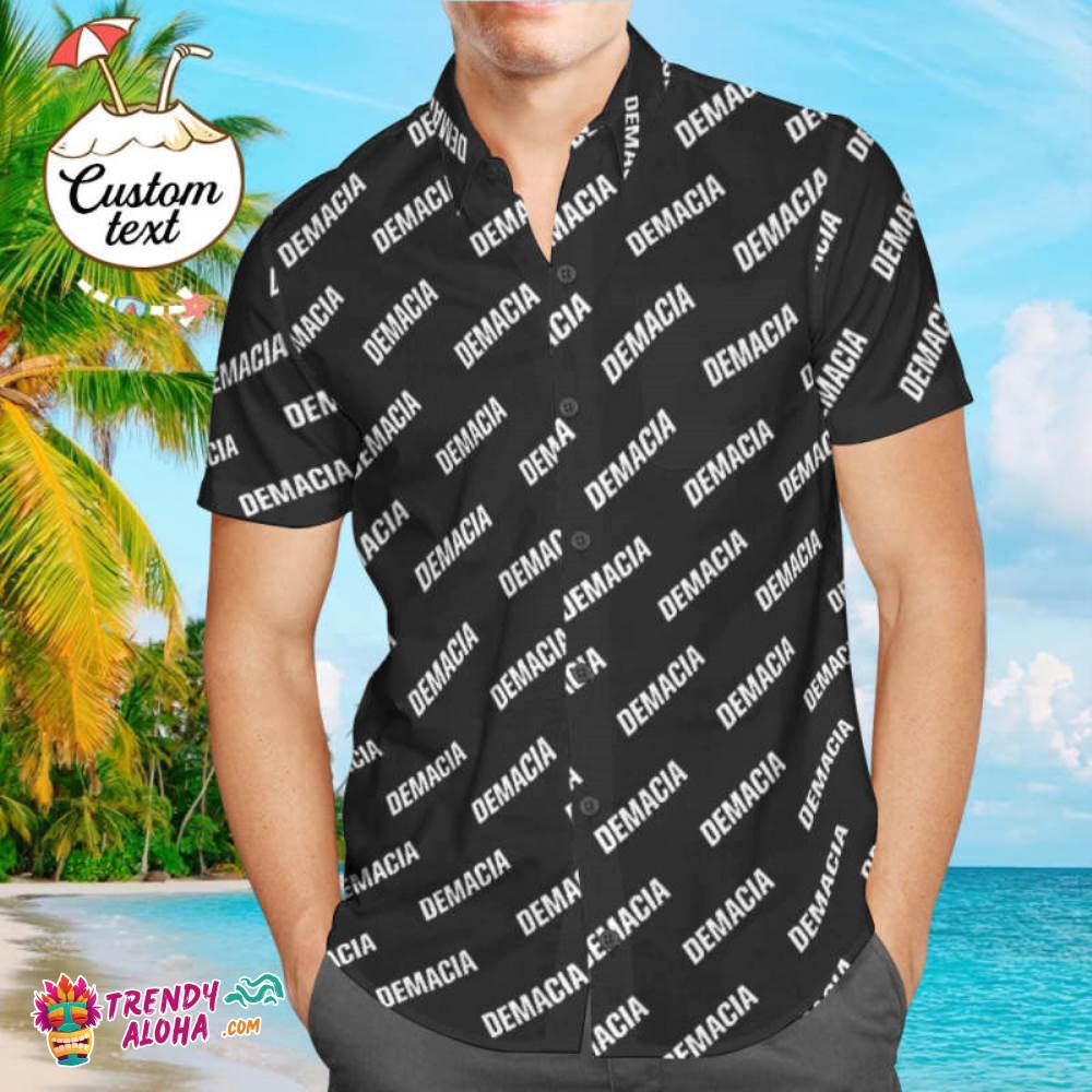 Custom Trendy Aloha Hawaiian Shirt With Text Parent-Child Wears Personalised Name Trendy Aloha Hawaiian Shirt Gift For Family