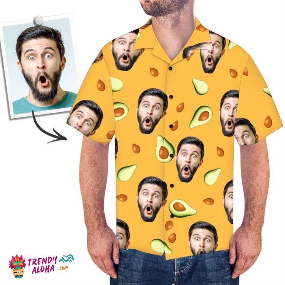 Custom Trendy Aloha Hawaiian Shirts Avocado Personalized Aloha Beach Shirt For Men