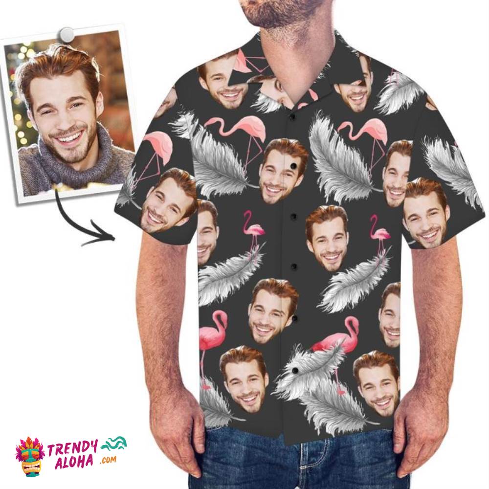 Custom Trendy Aloha Hawaiian Shirts Colorful Flamingo Design Aloha Beach Shirt For Men