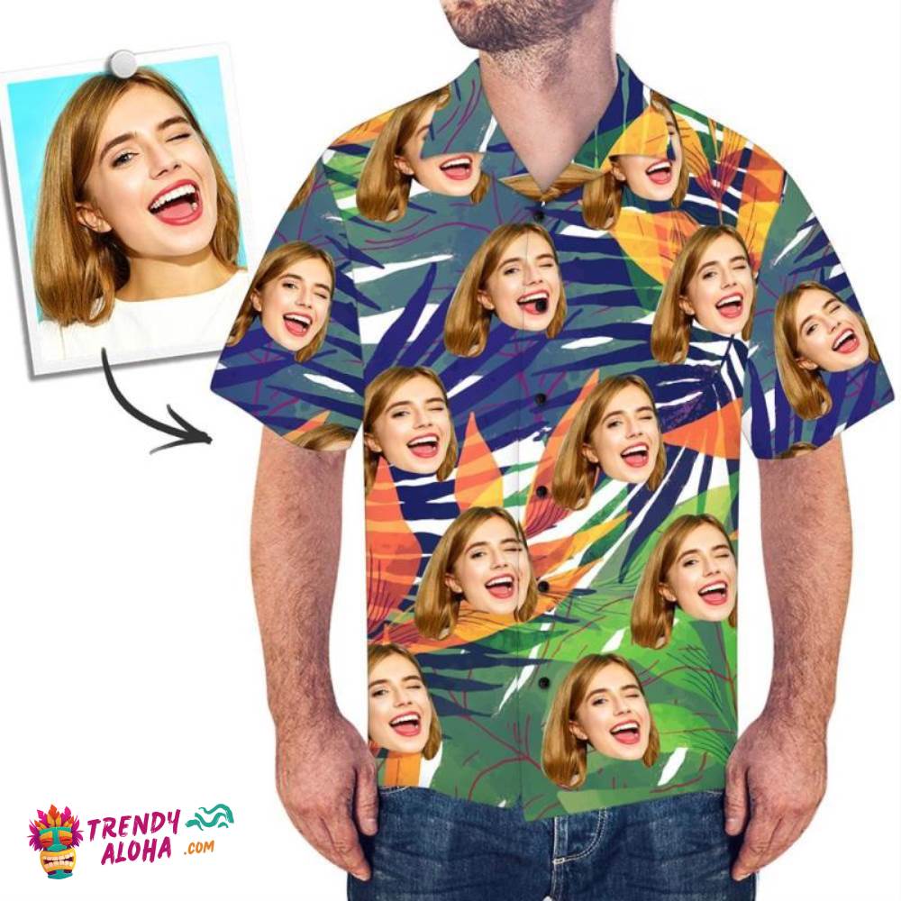 Custom Trendy Aloha Hawaiian Shirts Colorful Leaves Personalized Aloha Beach Shirt For Mencustom Trendy Aloha Hawaiian Shirts Colorful Leaves Personalized Aloha Beach Shirt For Men