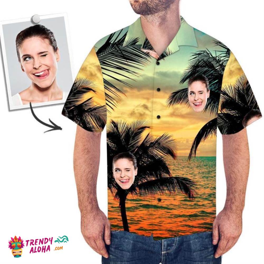 Custom Trendy Aloha Hawaiian Shirts Evening Sunset Aloha Beach Shirt For Men