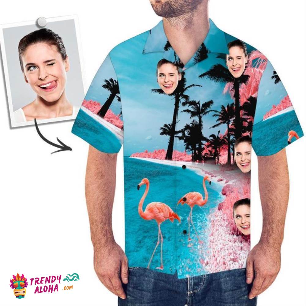 Custom Trendy Aloha Hawaiian Shirts Flamingo Summer Style Aloha Beach Shirt For Men