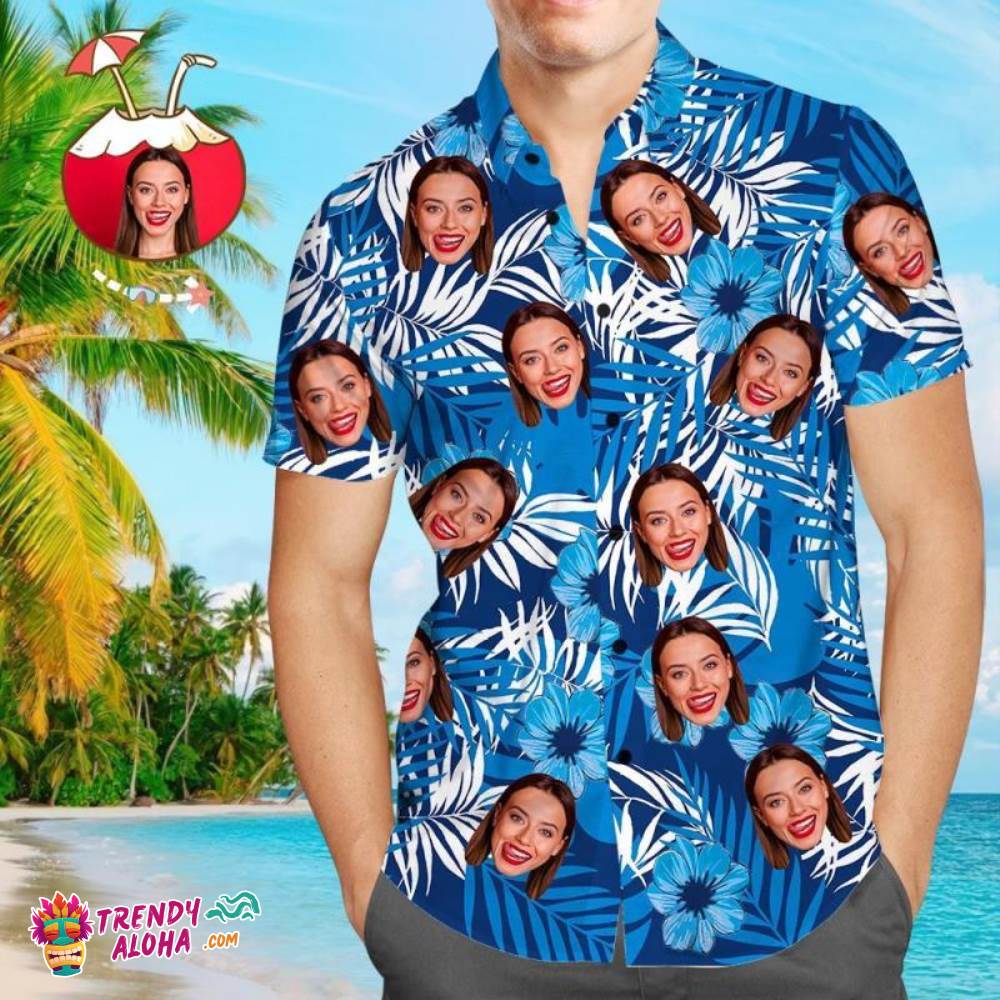 Custom Trendy Aloha Hawaiian Shirts Flowers And Leaves Design Personalized Aloha Beach Shirt For Men