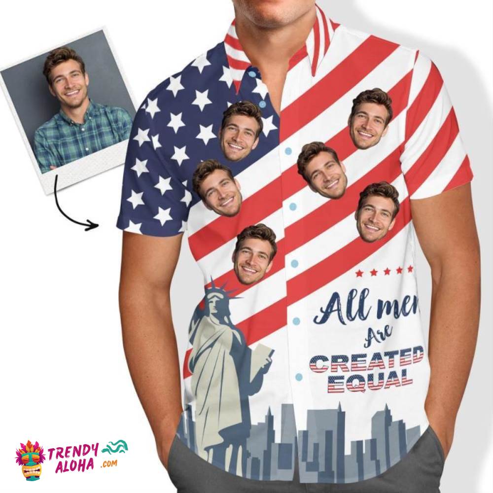 Custom Trendy Aloha Hawaiian Shirts Independence Day Personalized Aloha Beach Shirt For Men
