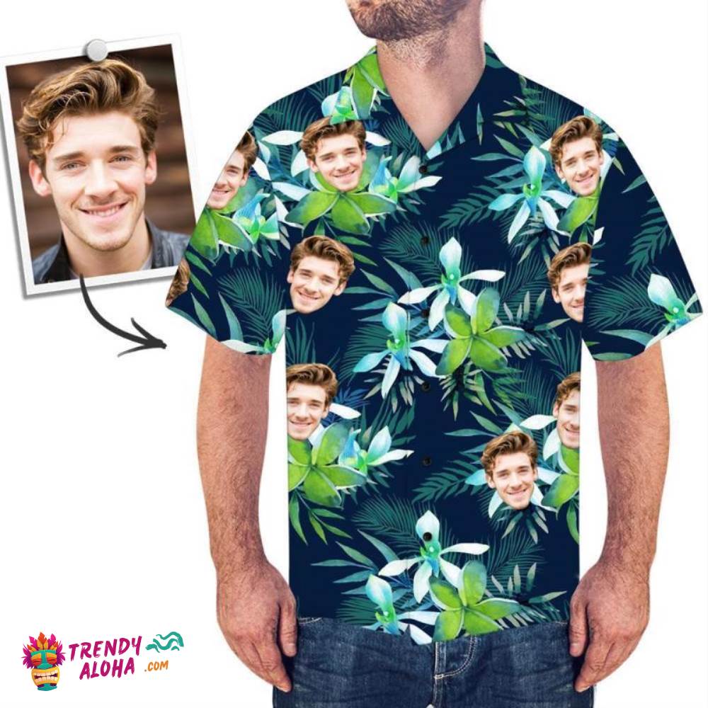 Custom Trendy Aloha Hawaiian Shirts Leaves & Petal Aloha Beach Shirt For Men