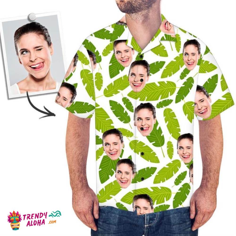 Custom Trendy Aloha Hawaiian Shirts Leaves Design Aloha Beach Shirt For Men