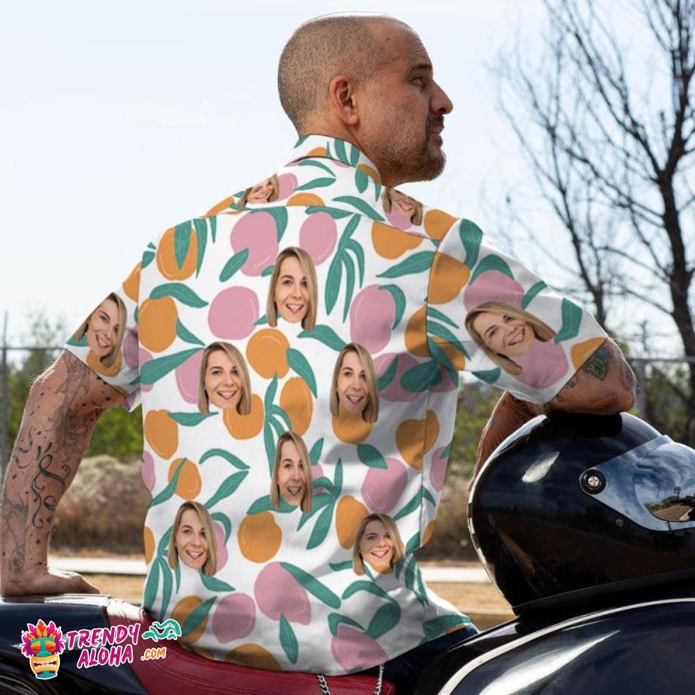 Custom Trendy Aloha Hawaiian Shirts Orange Design Aloha Beach Shirt For Men