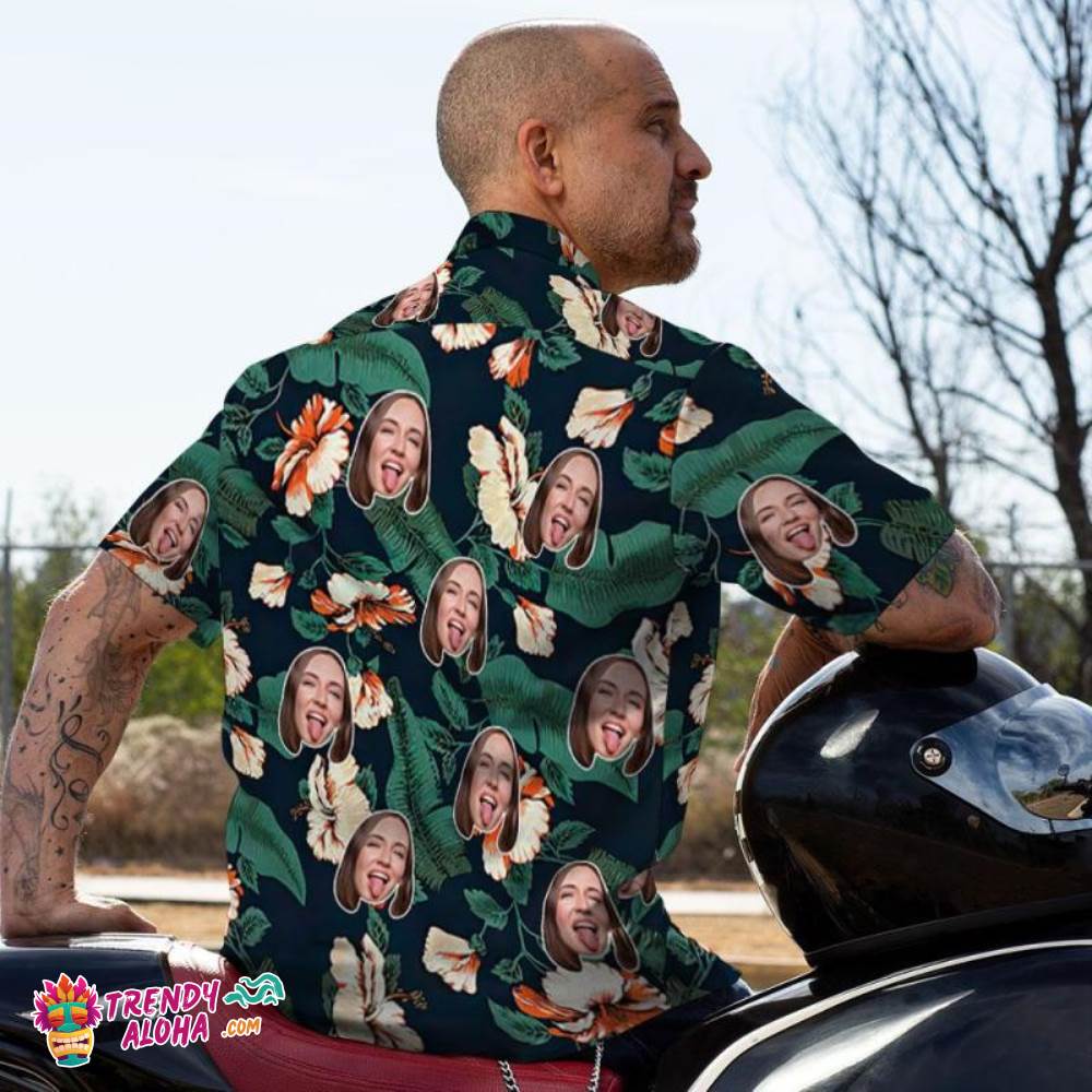 Custom Trendy Aloha Hawaiian Shirts Orange Flowers Design Aloha Beach Shirt For Men