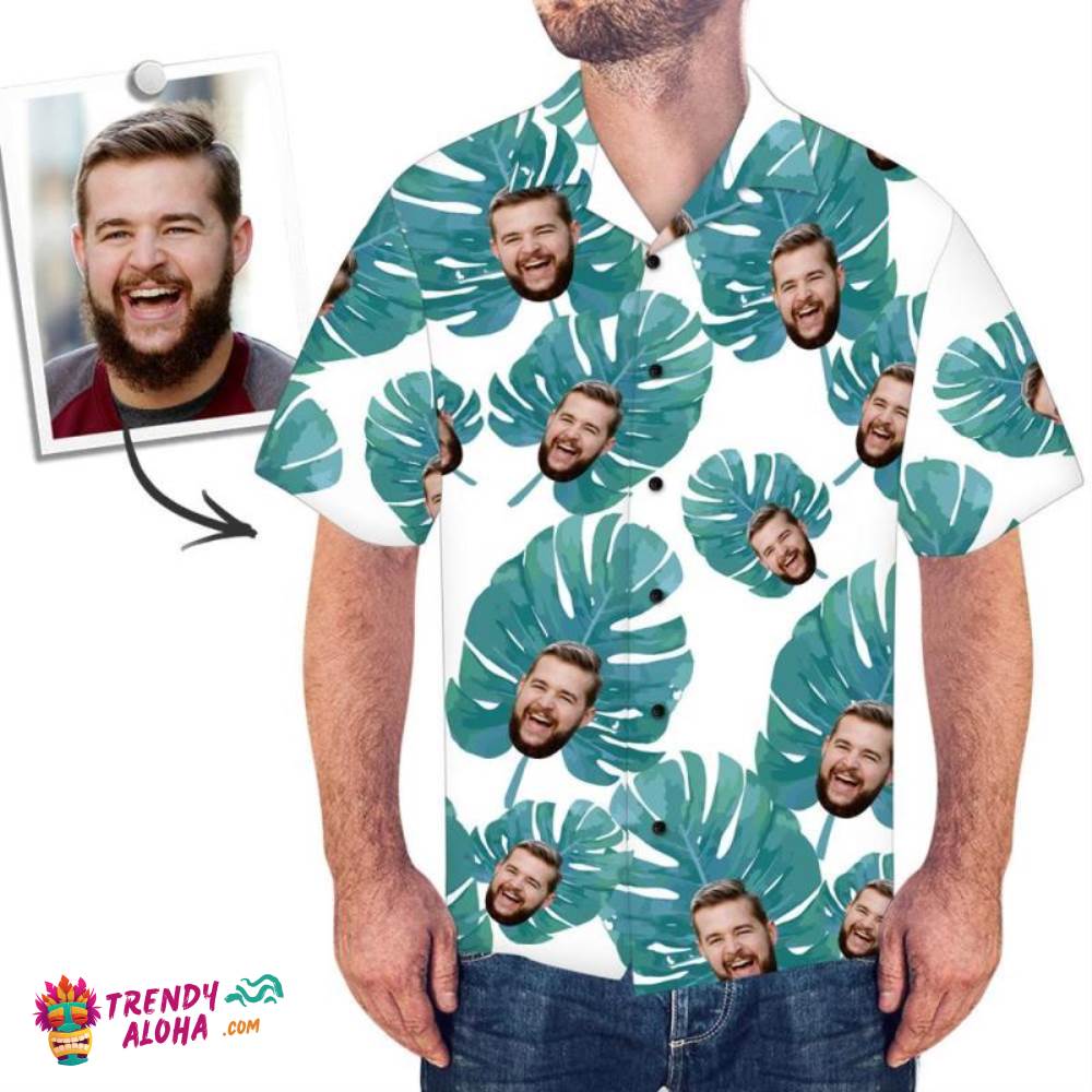 Custom Trendy Aloha Hawaiian Shirts Rainforest Leaves Aloha Beach Shirt For Men