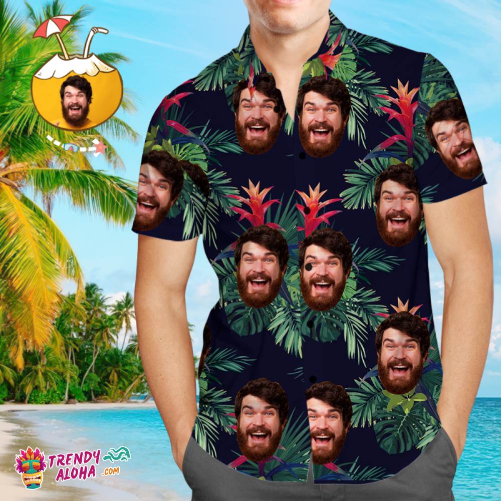 Custom Trendy Aloha Hawaiian Shirts Summer Colorful Leaves Aloha Beach Shirt For Men
