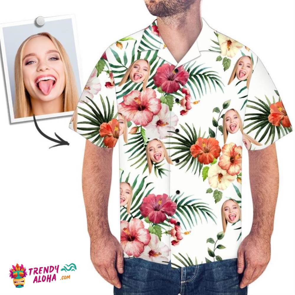Custom Trendy Aloha Hawaiian Shirts Summer Flowers Personalized Aloha Beach Shirt For Men