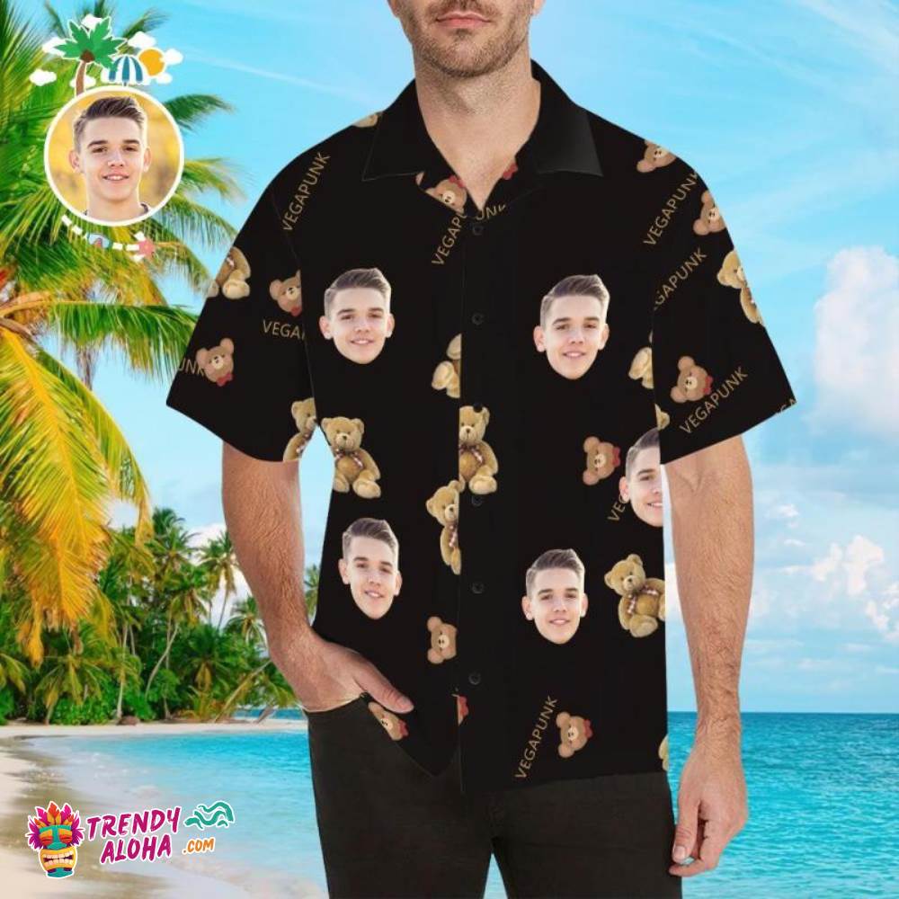 Custom Trendy Aloha Hawaiian Shirts Teddy Bear Aloha Beach Shirt For Men