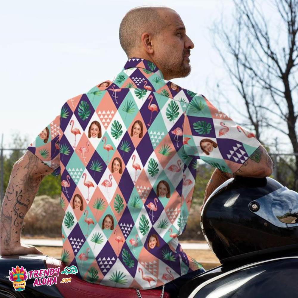Custom Trendy Aloha Hawaiian Shirts Tree And Flamingo Aloha Beach Shirt For Men
