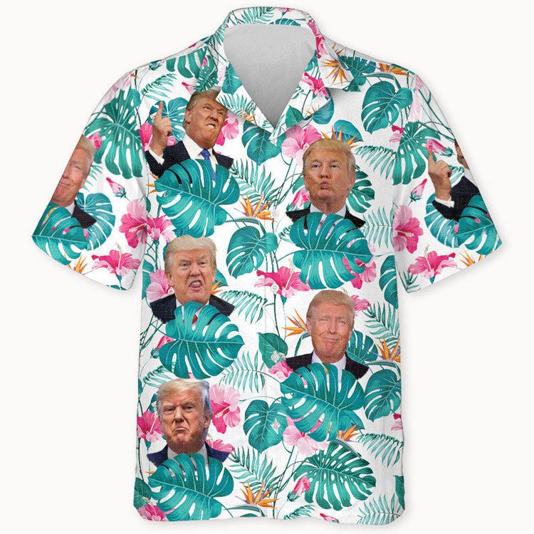 Custom Trump Face Photo Homage Shirt Election 2024 Trump Hawaiian Shirt
