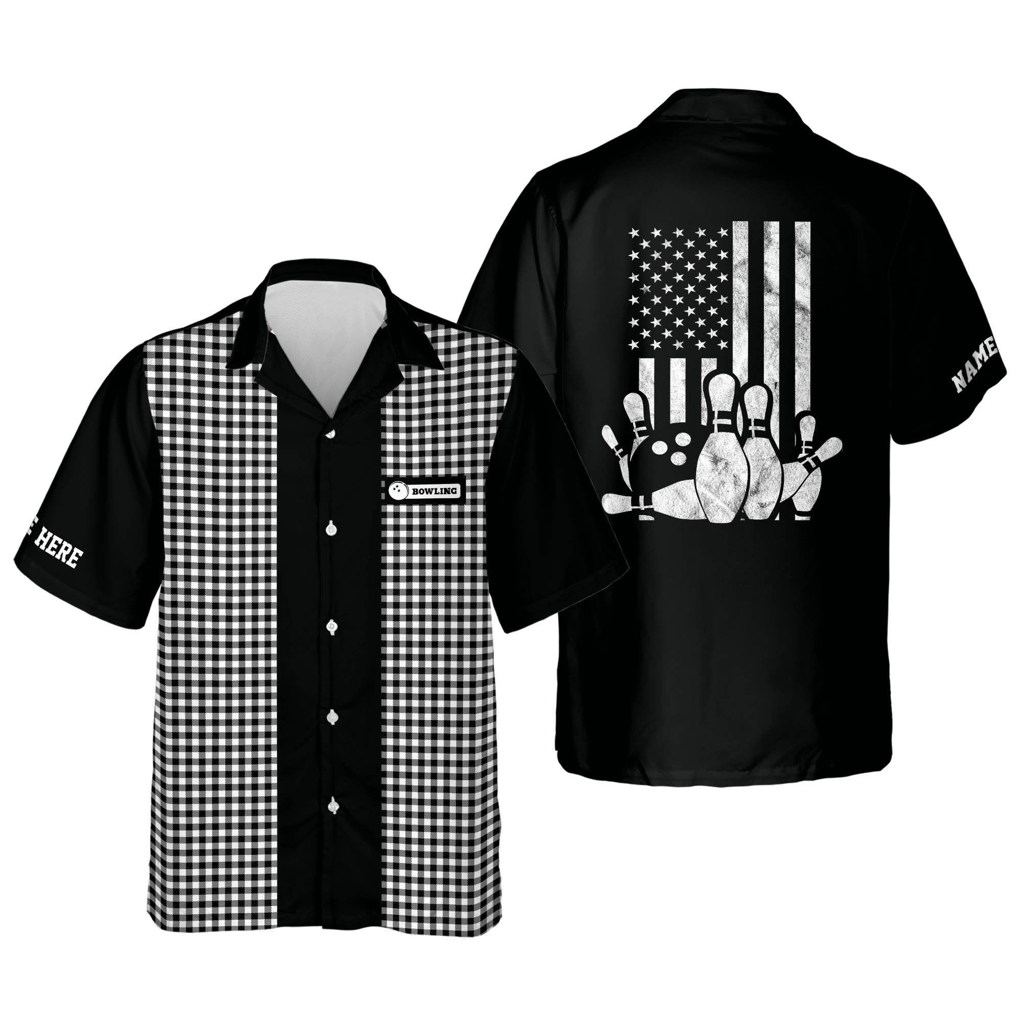 Custom American Eagle Flag Hawaiian Bowling Shirt For Mens, Custom Patriotic 4th Of July Bowling Team Shirts BE0138 main image 0