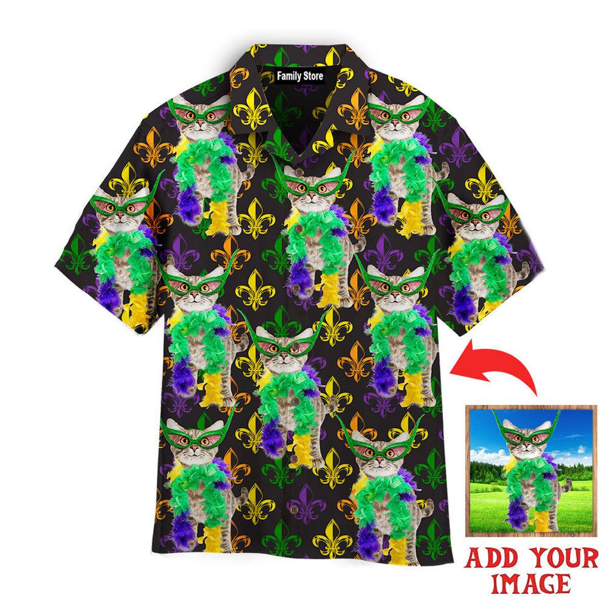 Custom Your Cat Mardi Gras Fat Tuesday Carnival Carnival Fleur De Lis Custom Hawaiian Shirt Custom Your Cat Mardi Gras Fat Tuesday Carnival Carnival Fleur De Lis Custom Hawaiian Shirt