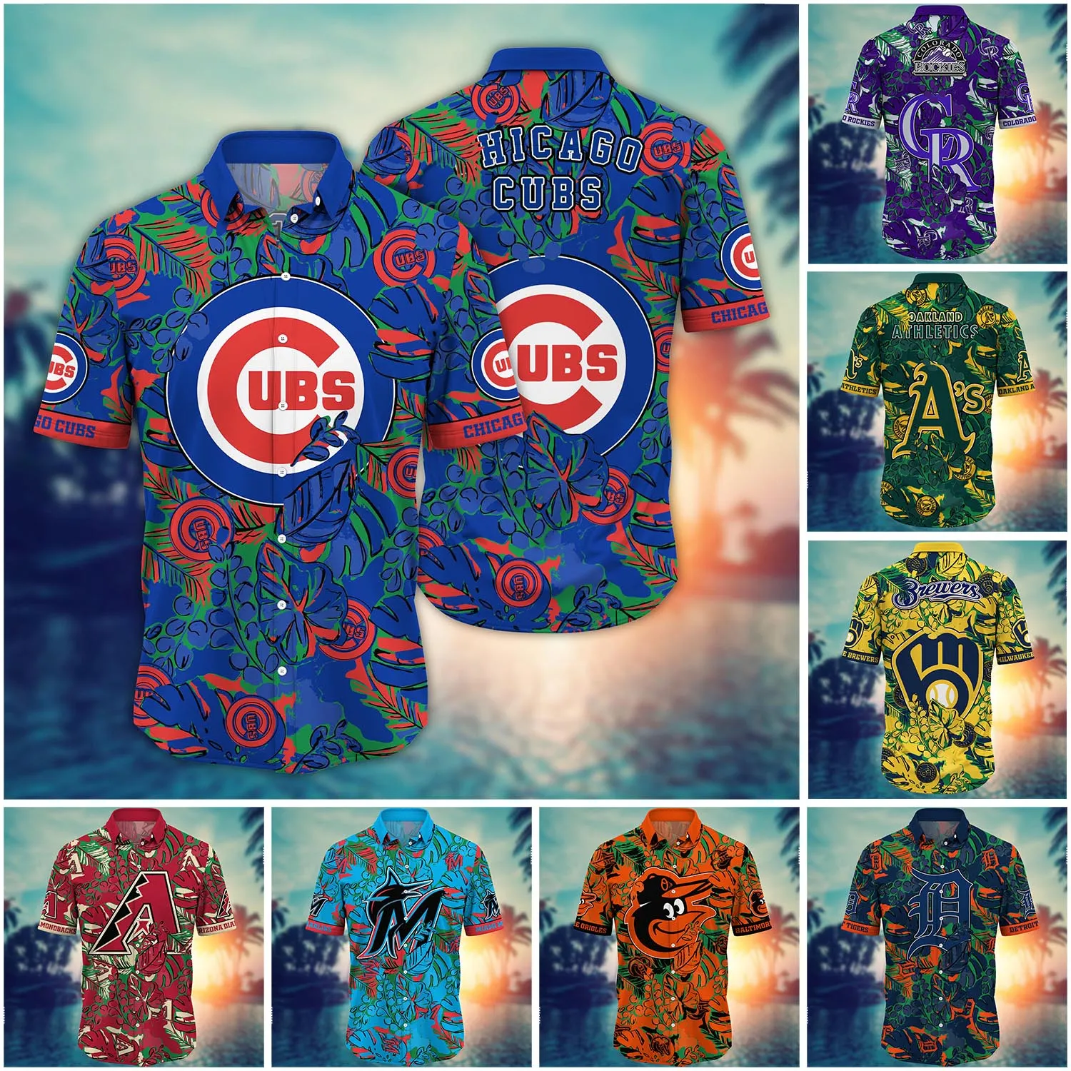 Customize Flower MLB Hawaii Shirt And Tshirt For Fans Golden Hour Aloha Shirt Customize Flower MLB Hawaii Shirt And Tshirt For Fans Golden Hour Aloha Shirt