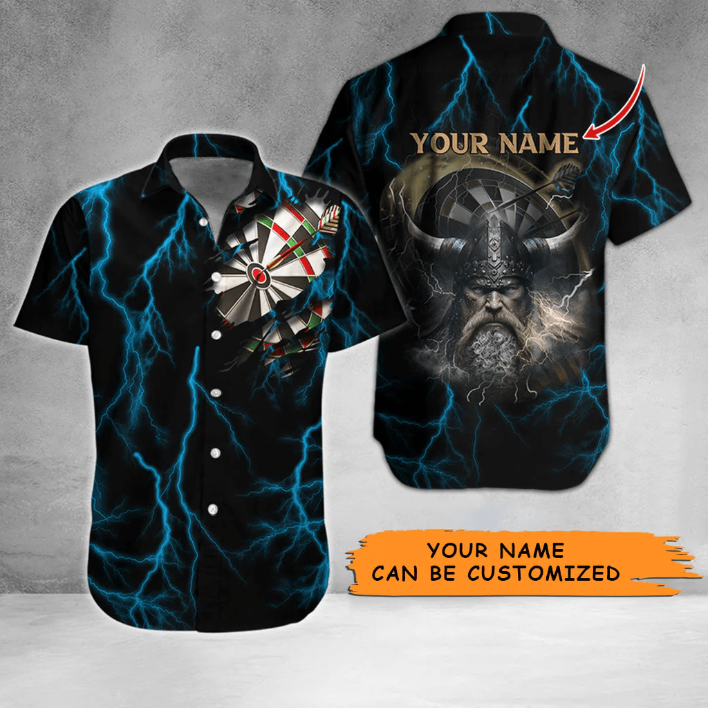 Customized Name Darts Trendy Hawaiian Shirt, Personalized Name Darts And Viking Trendy Hawaiian Shirts – Gift For Darts Lovers