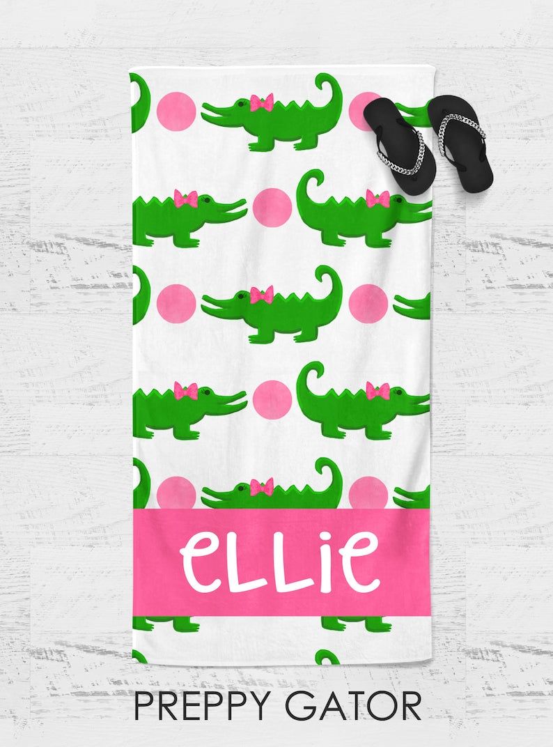 Cute Alligator Design Super Soft Personalized Beach Towels Gift Idea