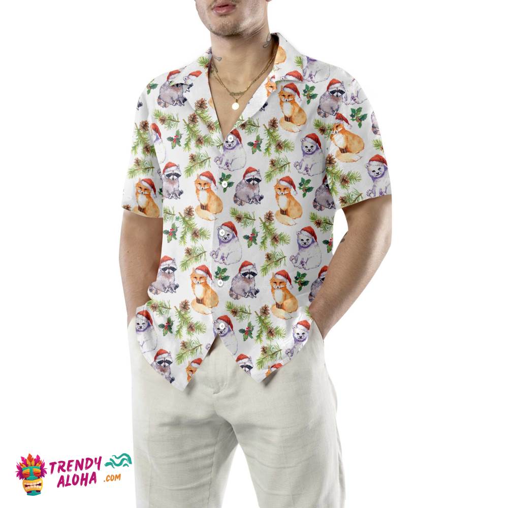 Cute Animals In Christmas Hat Hawaiian Shirt, Funny Christmas Shirt, Unique Gift For Christmas Cute Animals In Christmas Hat Hawaiian Shirt, Funny Christmas Shirt, Unique Gift For Christmas