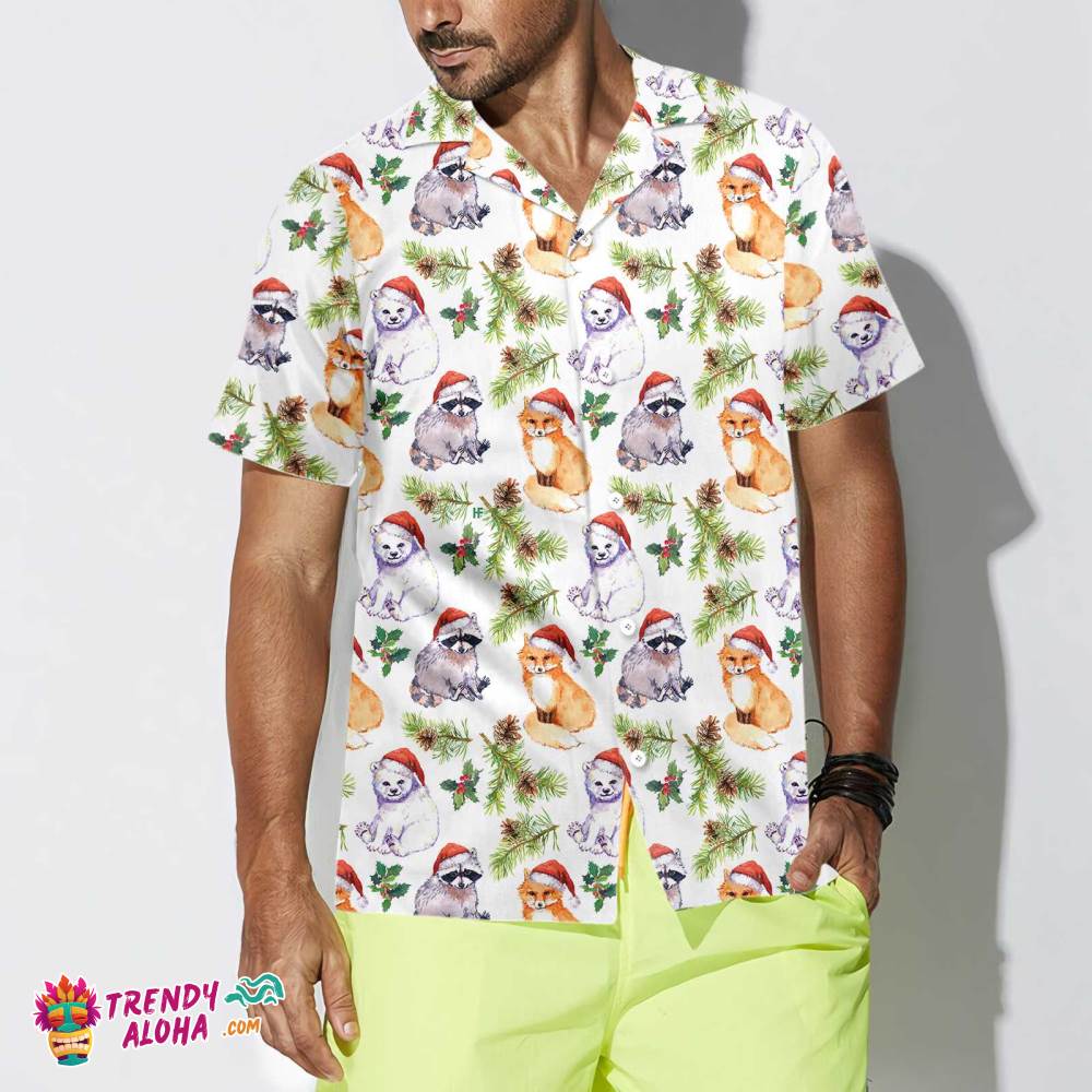 Cute Animals In Christmas Hat Hawaiian Shirt, Funny Christmas Shirt, Unique Gift For Christmas