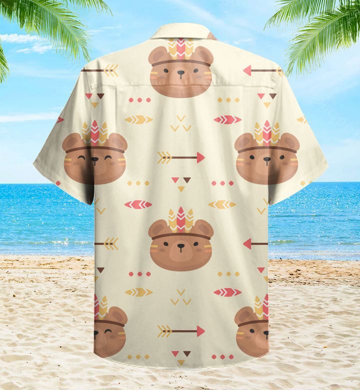 Cute Bear Tribal Boho Brown Trendy Hawaiian Shirt 3D Summer Gifts