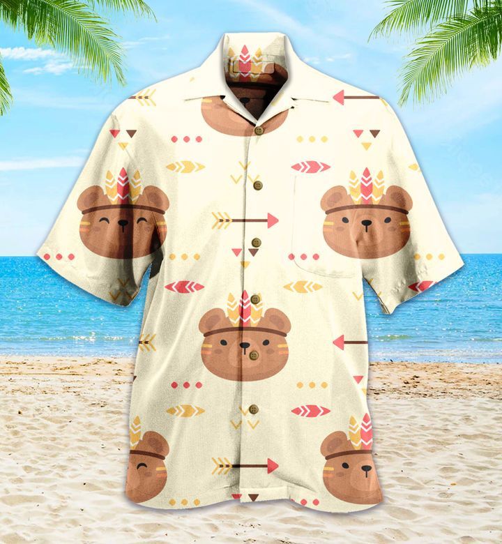 Cute Bear Tribal Boho Brown Trendy Hawaiian Shirt 3D Summer Gifts Cute Bear Tribal Boho Brown Trendy Hawaiian Shirt 3D Summer Gifts