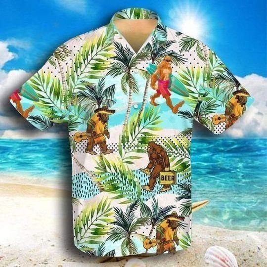 Cute Bigfoot Colorful Background Design Trendy Hawaiian Shirt