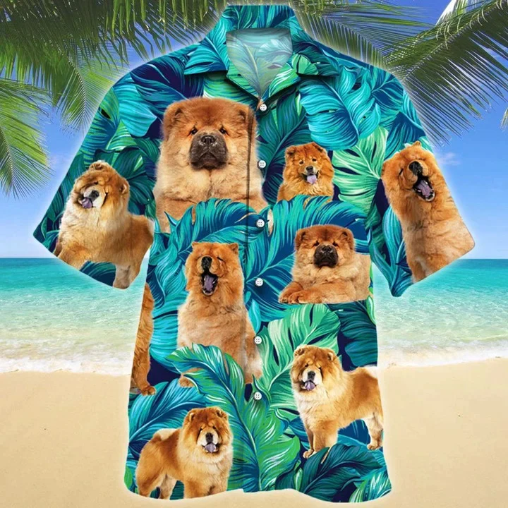 Cute Chow Chow Dog Lovers Gift Ideas Summer Beach Palm Tree Pattern Trendy Hawaiian Shirt Cute Chow Chow Dog Lovers Gift Ideas Summer Beach Palm Tree Pattern Trendy Hawaiian Shirt