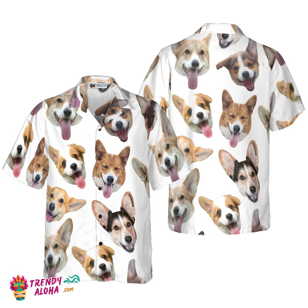 Cute Corgis’ Smiling Faces Corgi Hawaiian Shirt, Best Dog Shirt For Men And Women
