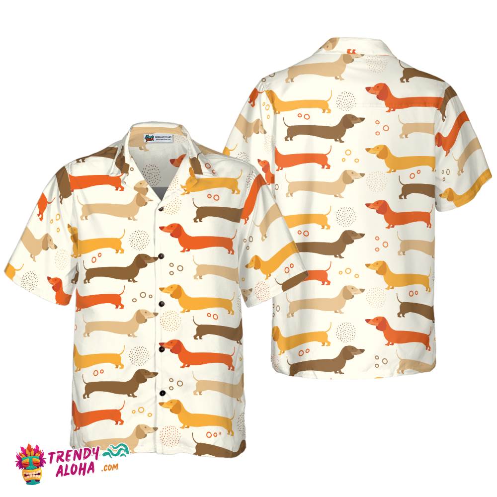 Cute Dachshund Pattern Hawaiian Shirt