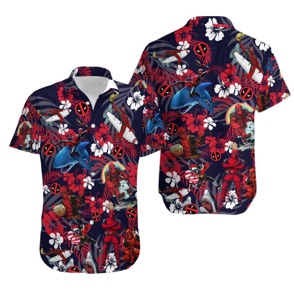 Cute Deadpool And Wolverine Graphic Design Trendy Casual Wear Deadpool Hawaiian Shirt