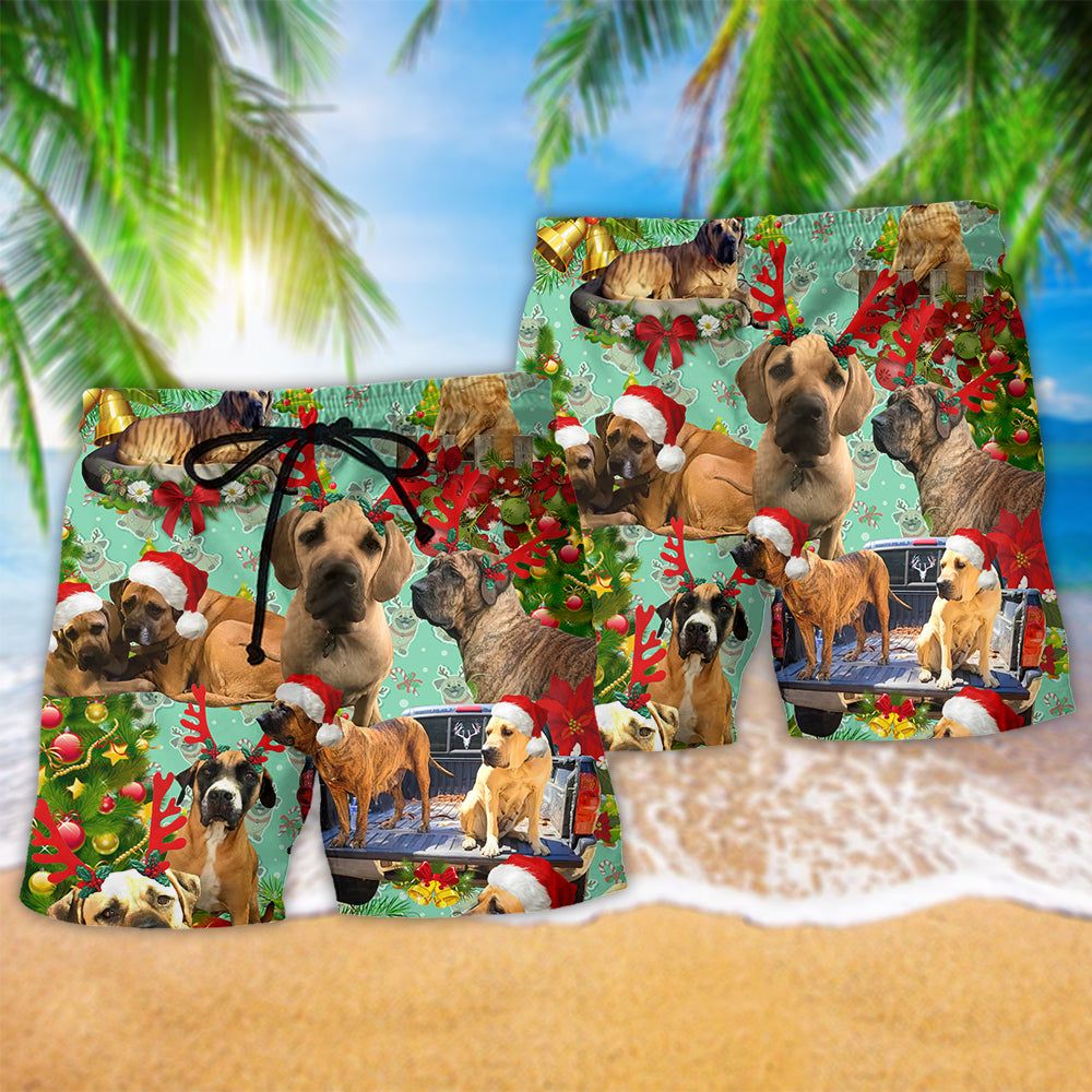 Cute Dogs Merry Christmas So Lovely Trendy Aloha Hawaiian Beach Shorts