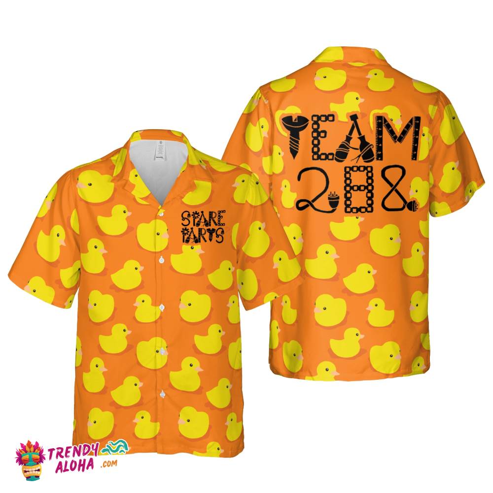 Cute Duck Orange Pattern Hawaiian Shirt
