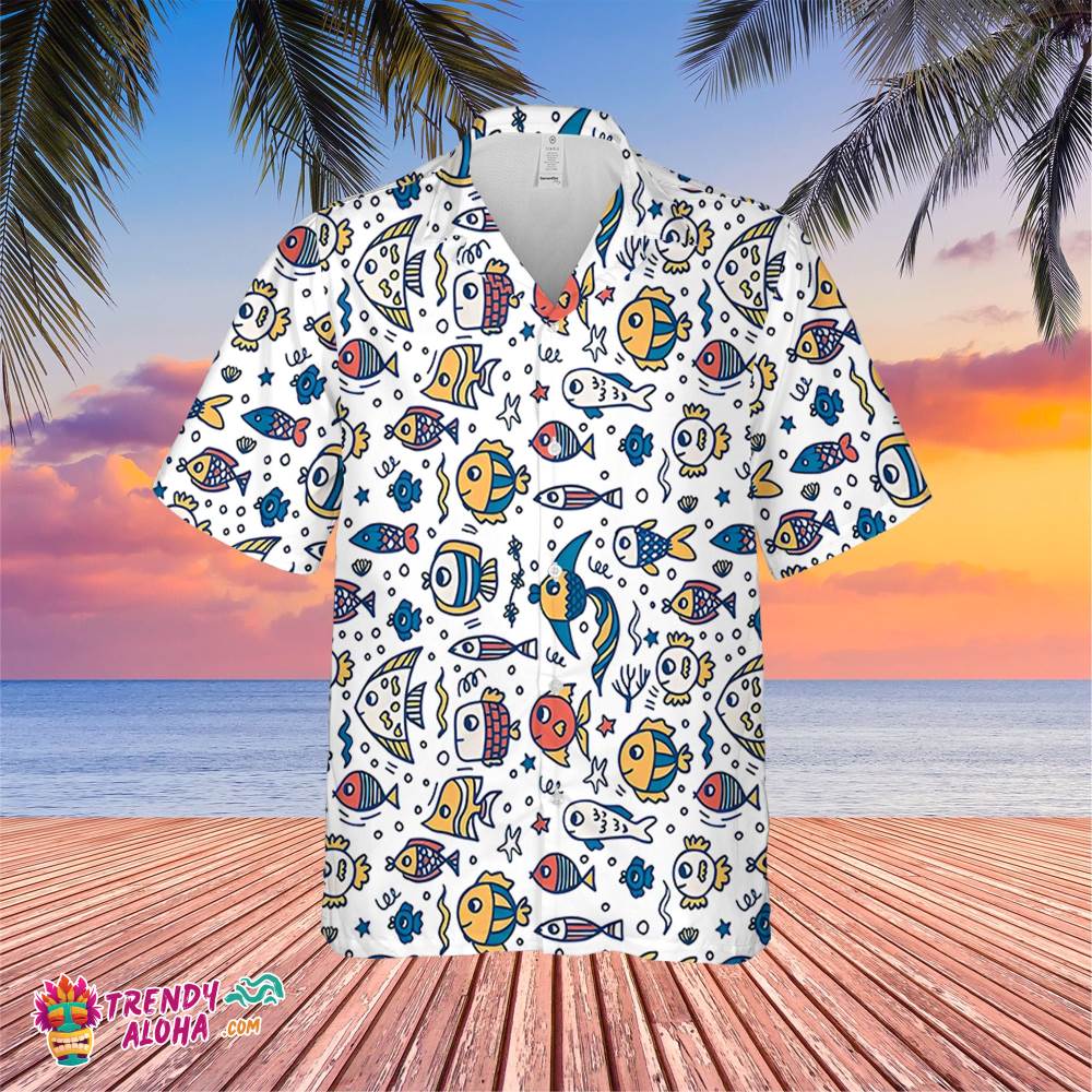 Cute Fish Hawaiian Trending Hawaiian Shirt, Summer Vacation Hawaiian Shirt