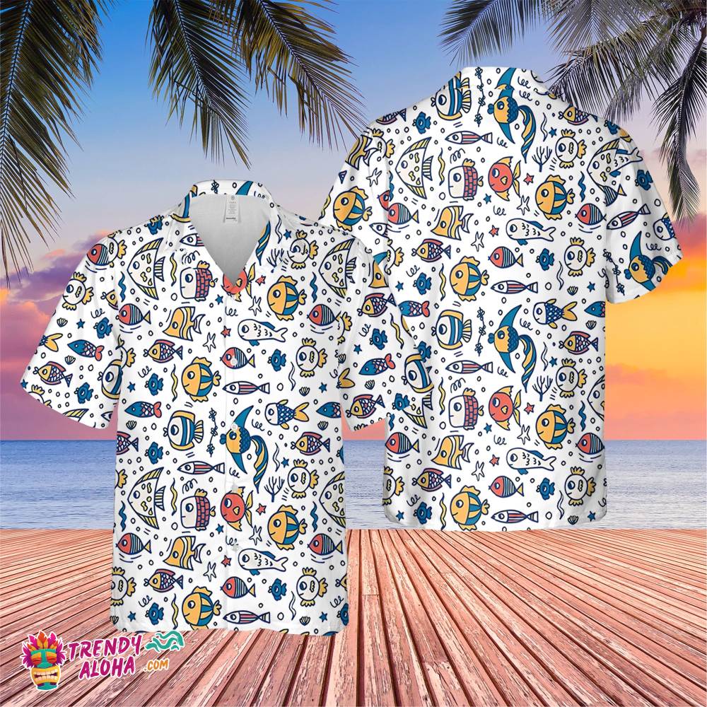 Cute Fish Hawaiian Trending Hawaiian Shirt, Summer Vacation Hawaiian Shirt