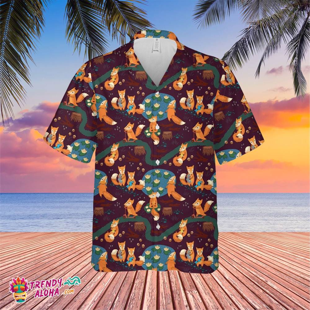 Cute Fox Family Trending Hawaiian Shirt, Summer Vacation Hawaiian Shirt